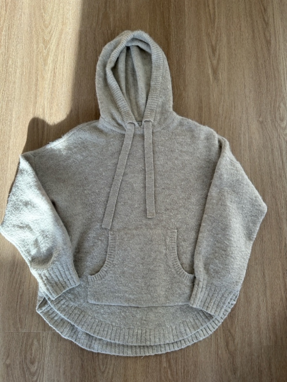 Madewell Wilmington Wool Blend Heathered Oatmeal Hooded Sweater